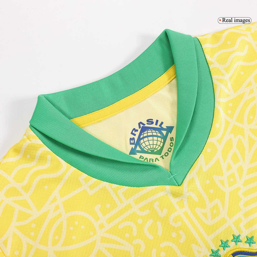 Kid's Brazil Home Football Shirt Kit(Jersey+Shorts) Copa America 2024