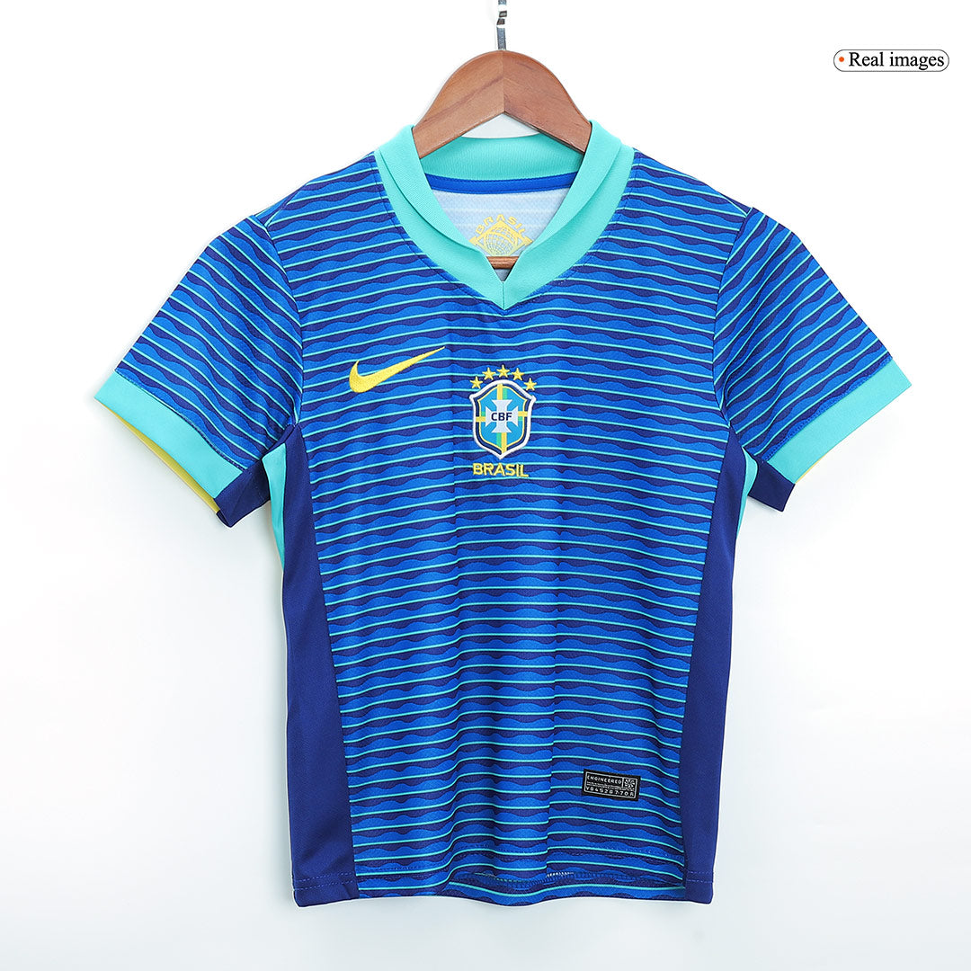 Kid's Brazil Away Football Shirt Kit(Jersey+Shorts) Copa America 2024