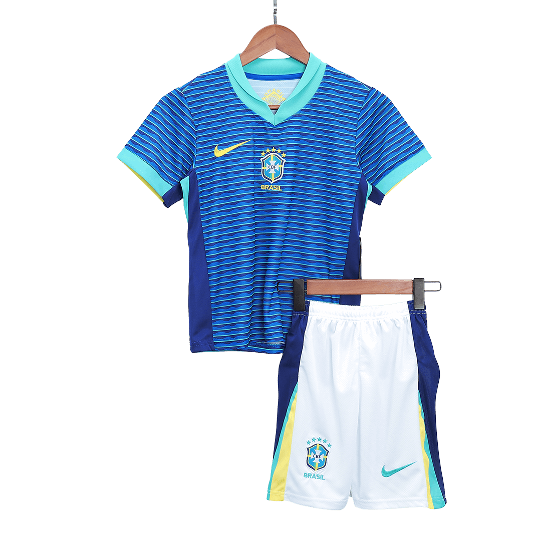 Kid's Brazil Away Football Shirt Kit(Jersey+Shorts) Copa America 2024