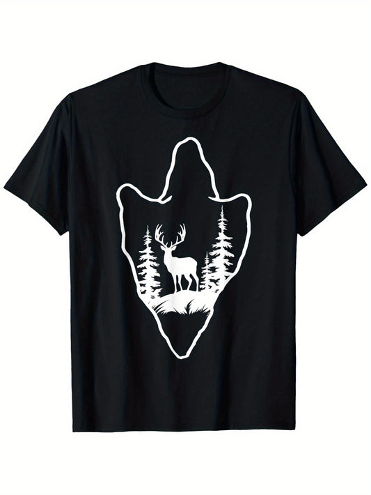 Deer Hunting T-Shirt, Suitable for All Men and Women Outdoor Short-sleeved T-shirts in All Seasons, Ready to Wear 100% Cotton, S-XXXL