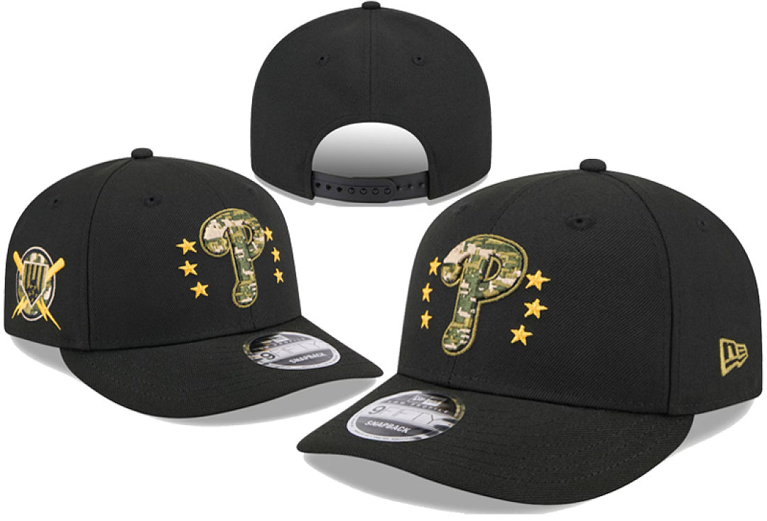 Men's Philadelphia Phillies New Era Black 2024 Armed Forces Day 9TWENTY Adjustable Hat