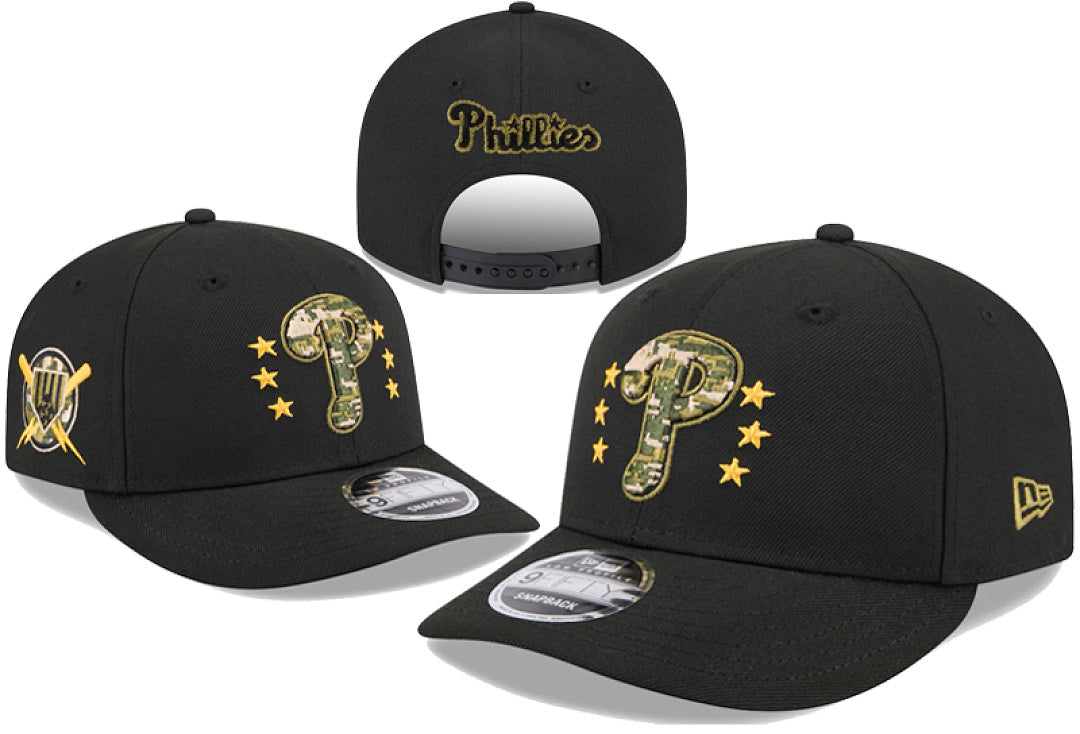 Men's Philadelphia Phillies New Era Black 2024 Armed Forces Day 9TWENTY Adjustable Hat