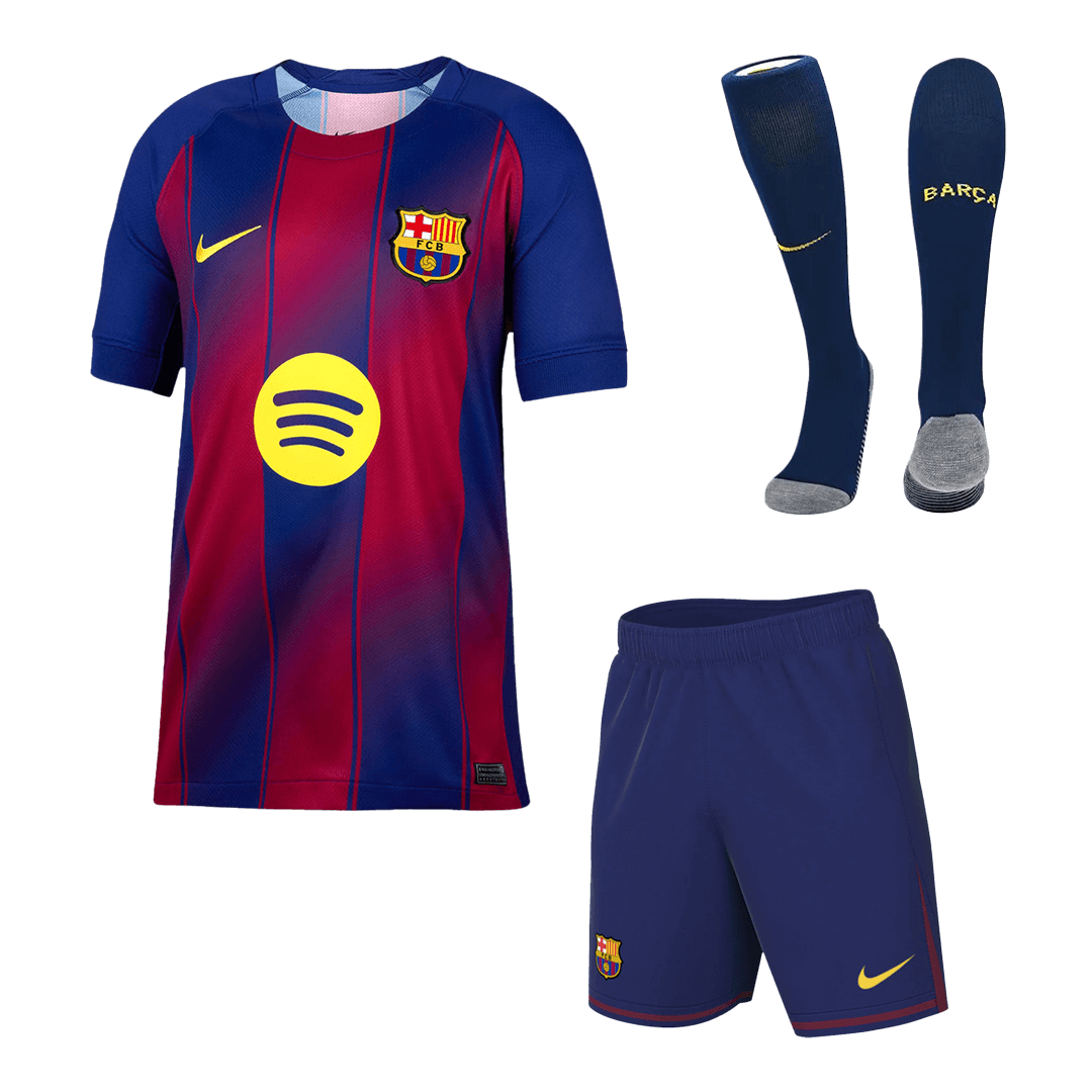 Kid's Barcelona Home Football Shirt Kit(Jersey+Shorts+Socks) 2025/26 Red&Blue