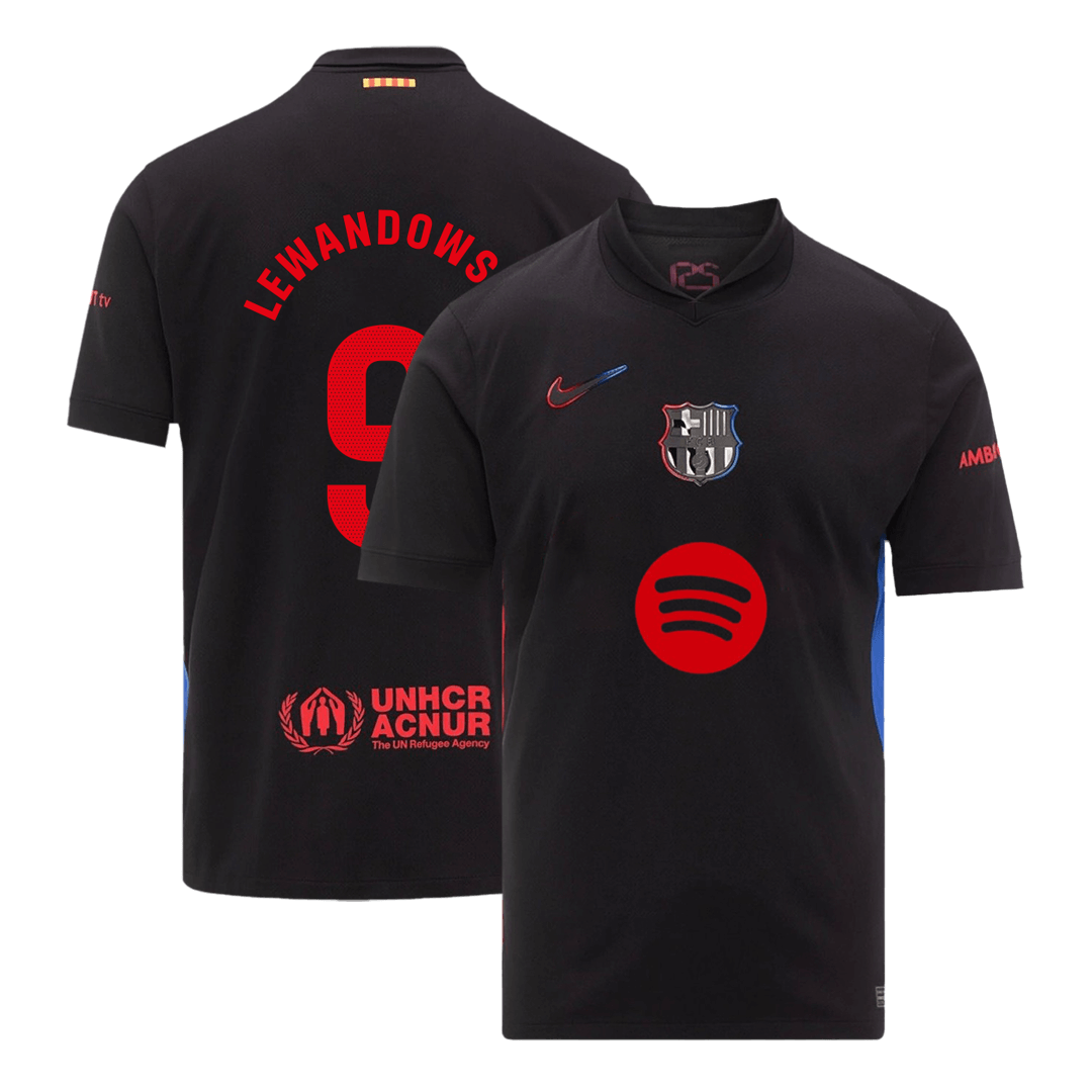 LEWANDOWSKI #9 Barcelona Away Football Shirt 2024/25 - Spotify Logo Without Text