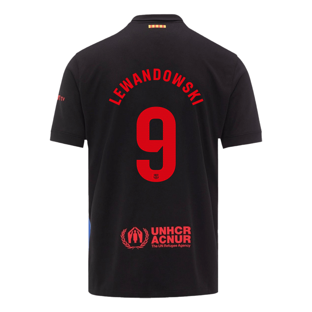LEWANDOWSKI #9 Barcelona Away Football Shirt 2024/25 - Spotify Logo Without Text