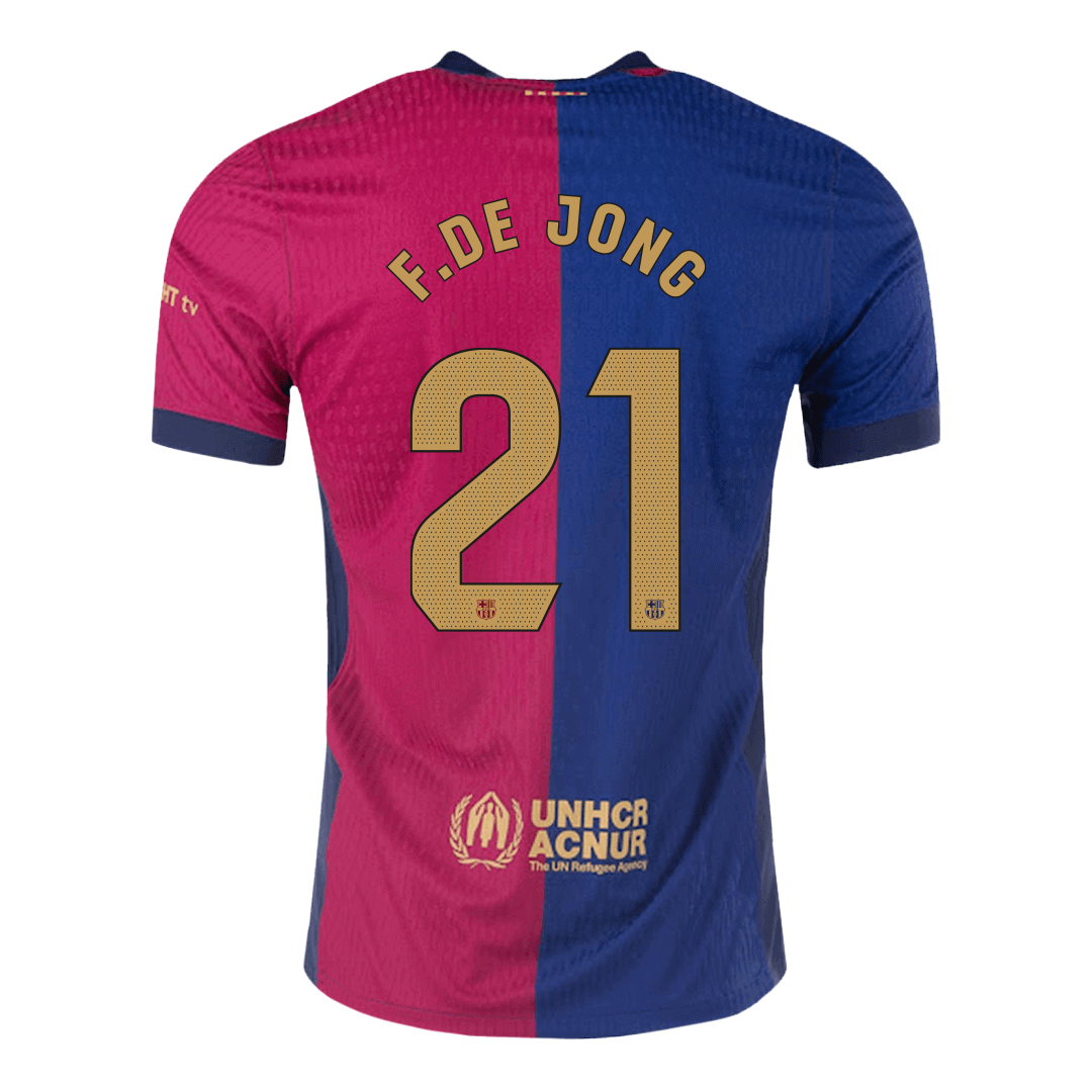 Player Version F.DE JONG #21 Barcelona Home Football Shirt 2024/25 - Spotify Logo Without Text