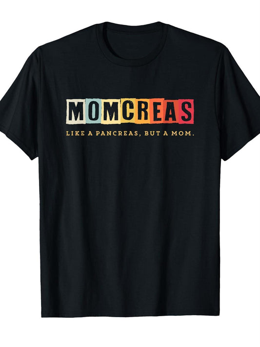Women's & Men's Funny Momcreas Diabetes Awareness T-Shirt - Type 1 Support Humorous Pancreas Design, Bold Red/White Lettering Casual Tee, Comfortable Medical Condition Apparel for Type 1 Diabetes, for all-Season Wear for health Enthusiasts,