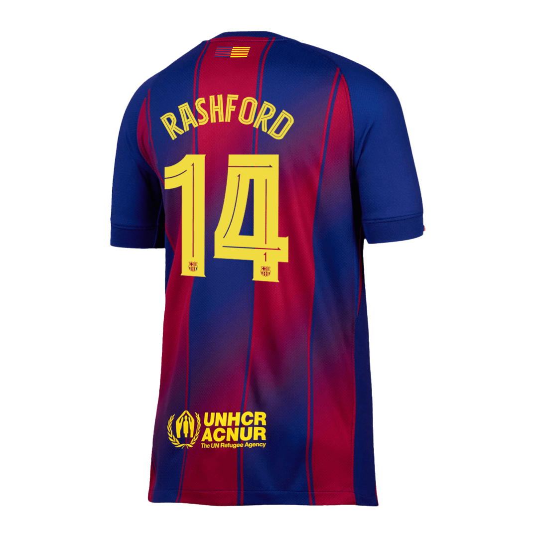 RASHFORD #14 Barcelona Home Football Shirt 2025/26 Red&Blue - UCL