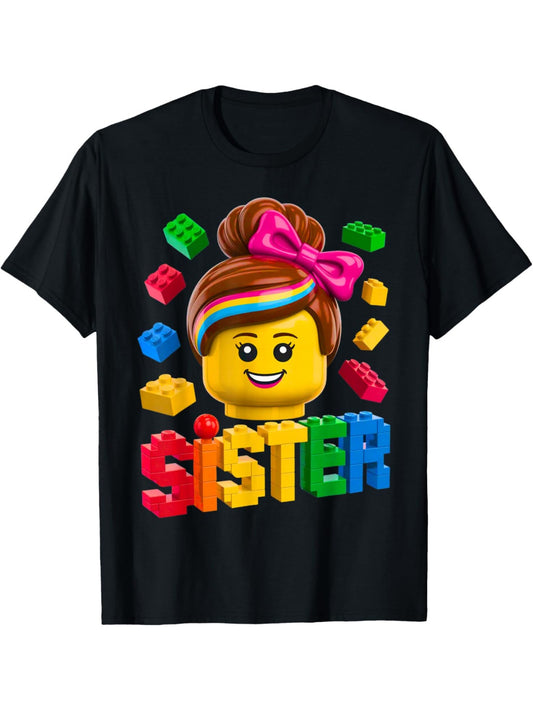 Building Bricks Blocks T-Shirt - Master Builder Themed Casual Round Neck Tee with, Machine Washable Apparel Suitable for Fans, Casual Wear & Themed Events