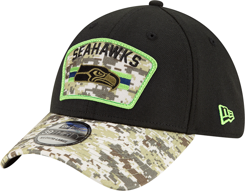 Men's Seattle Seahawks New Era Black 2021 Salute to Service 39THIRTY Flex Hat