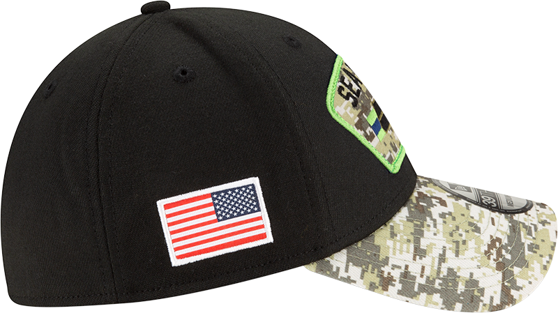 Men's Seattle Seahawks New Era Black 2021 Salute to Service 39THIRTY Flex Hat