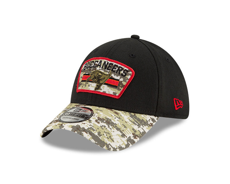 Men's Tampa Bay Buccaneers New Era Black 2021 Salute to Service Primary Logo 39THIRTY Flex Hat