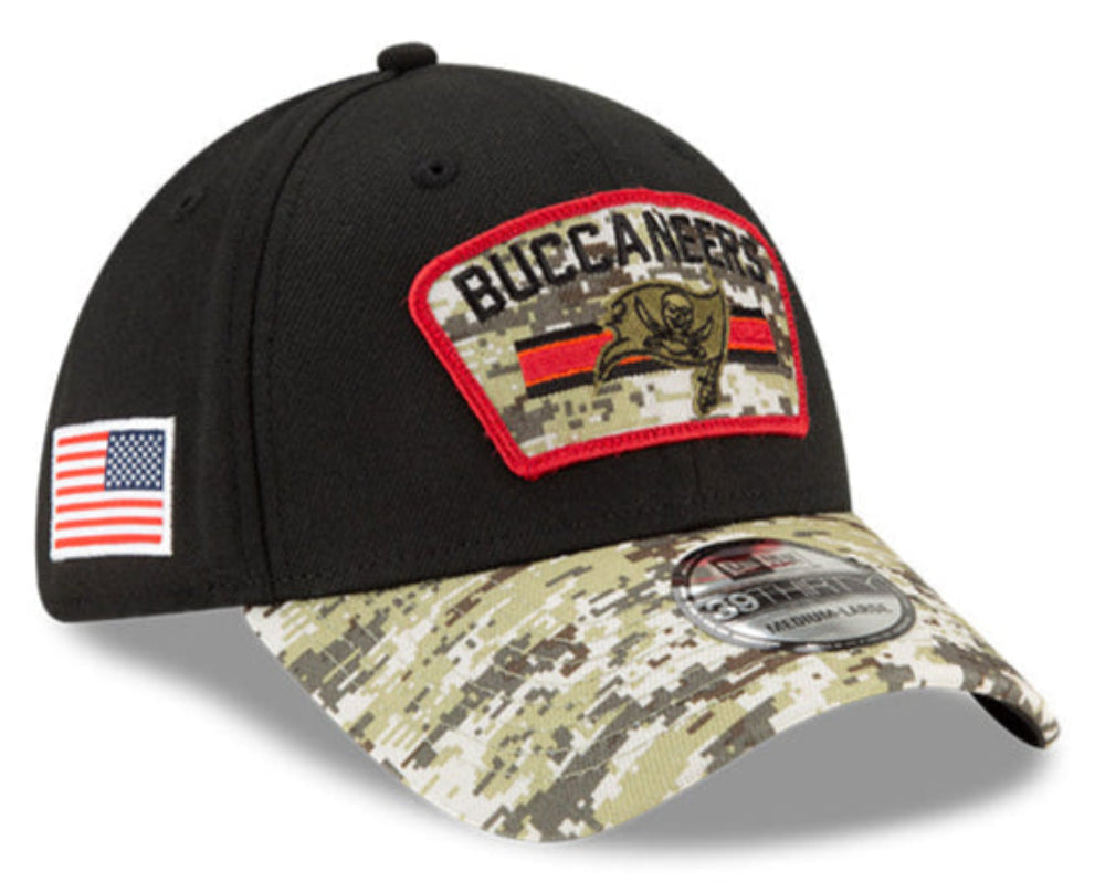Men's Tampa Bay Buccaneers New Era Black 2021 Salute to Service Primary Logo 39THIRTY Flex Hat