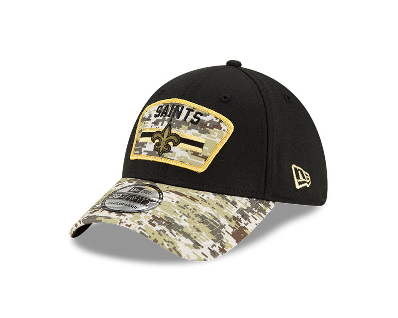 Men's New Orleans Saints New Era Black 2021 Salute to Service Primary Logo 39THIRTY Flex Hat