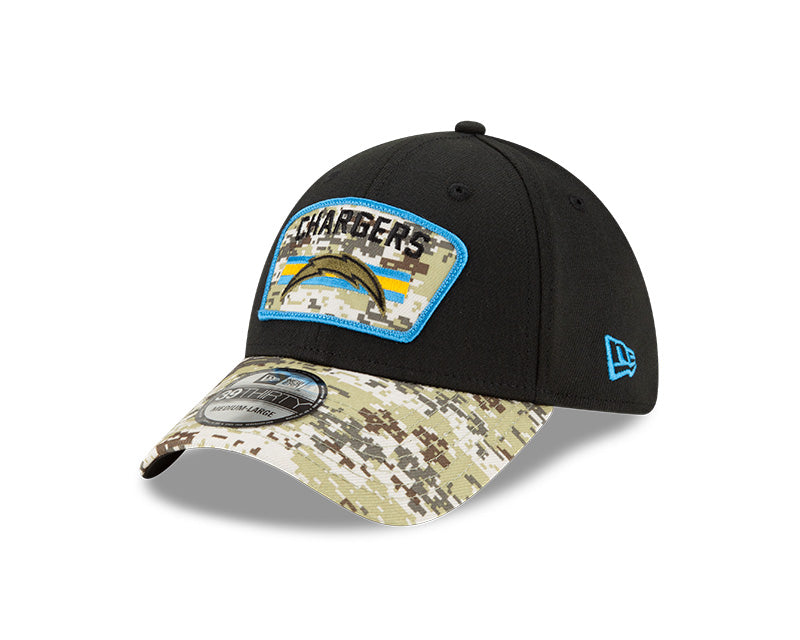 Men's Los Angeles Chargers New Era Black 2021 Salute to Service Primary Logo 39THIRTY Flex Hat