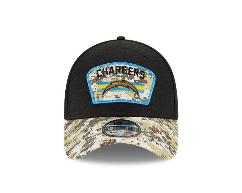 Men's Los Angeles Chargers New Era Black 2021 Salute to Service Primary Logo 39THIRTY Flex Hat