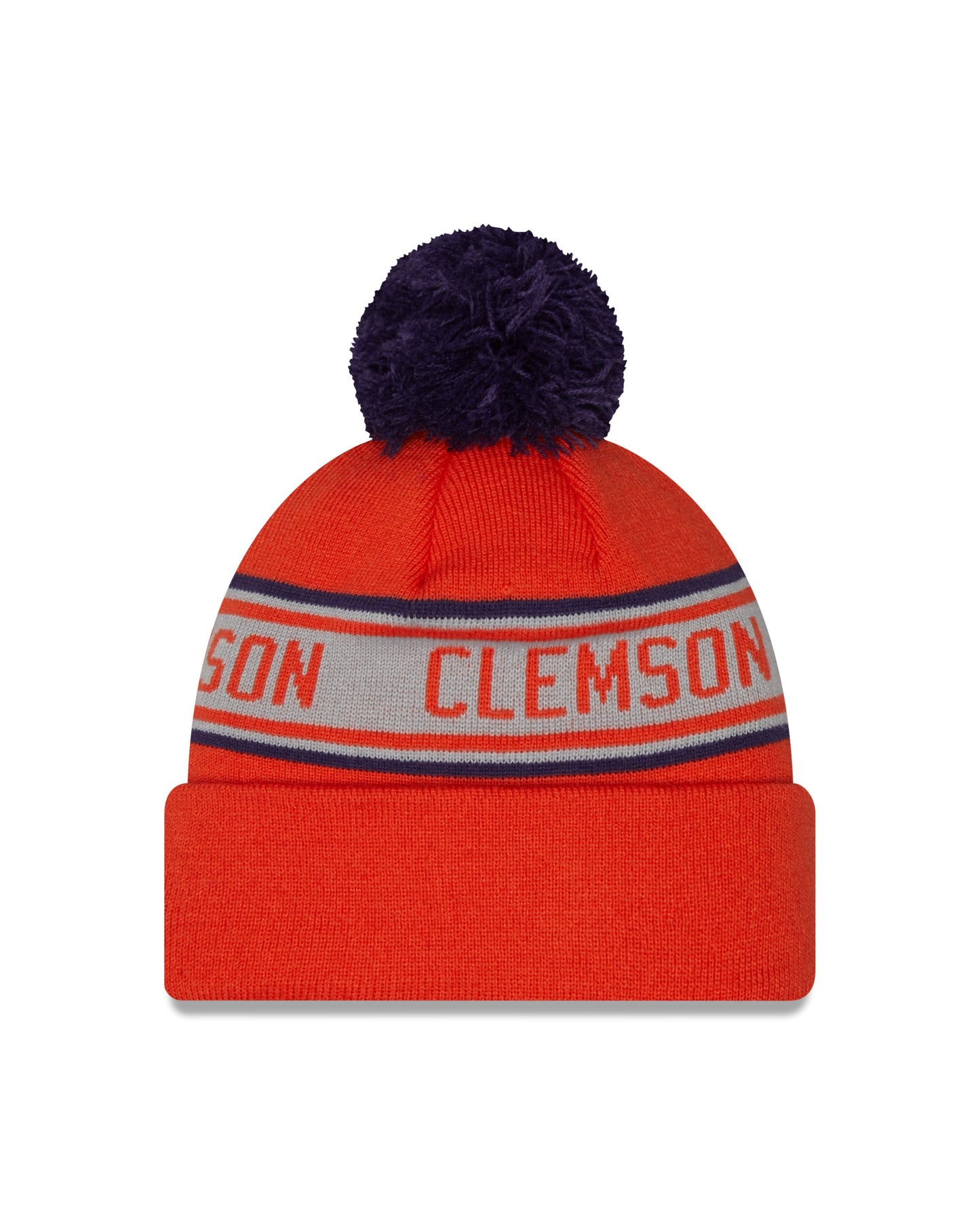 Clemson Tigers NCAA New Era Orange Repeat Cuffed Pom Knit Hat