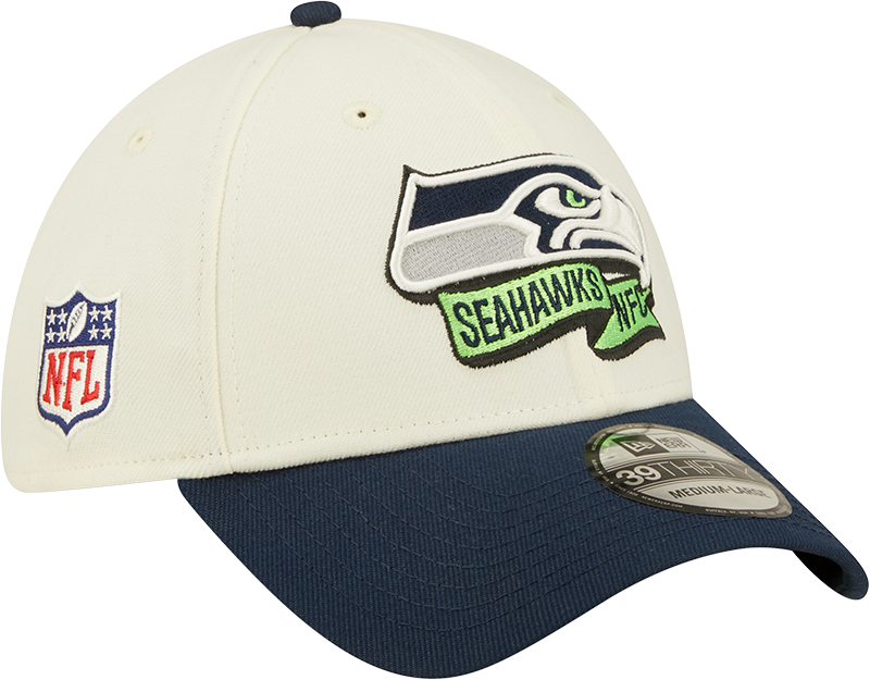 Men's Seattle Seahawks New Era Action Chrome/Navy 2022 Sideline 39THIRTY Flex Hat