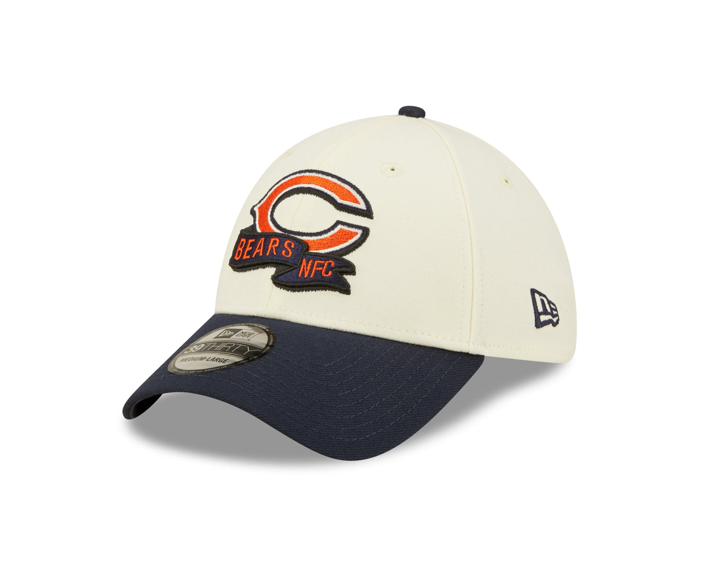 Men's Chicago Bears Primary Logo New Era Cream/Navy 2022 Sideline 39THIRTY Flex Hat