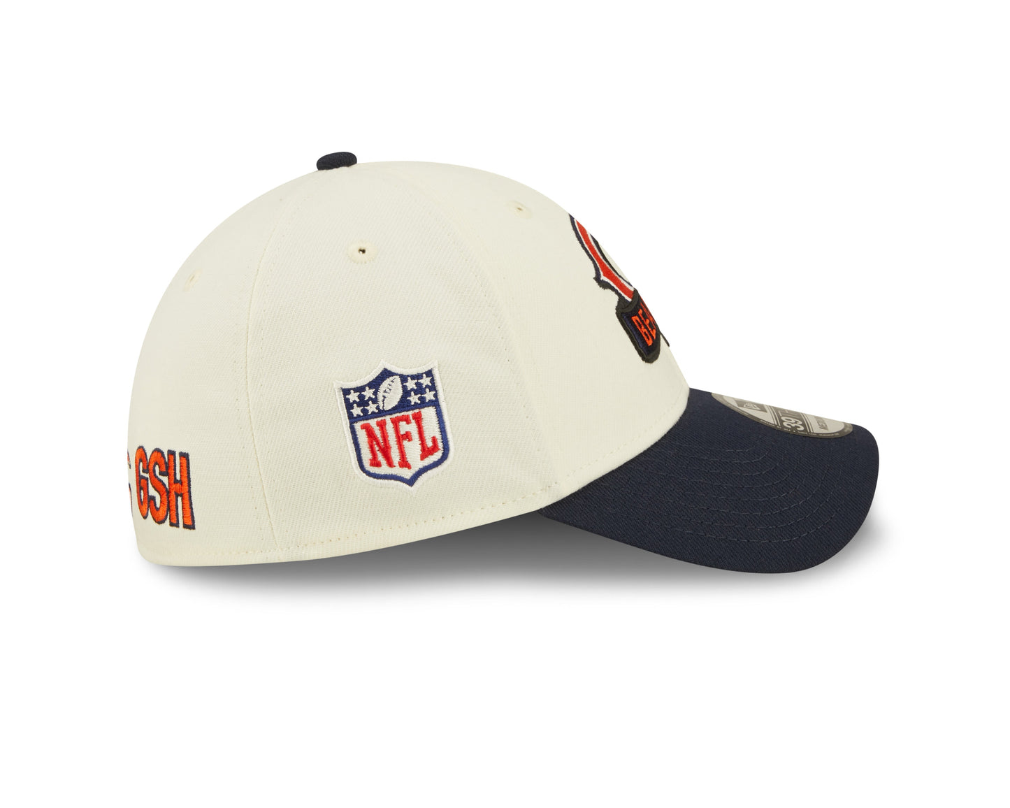 Men's Chicago Bears Primary Logo New Era Cream/Navy 2022 Sideline 39THIRTY Flex Hat