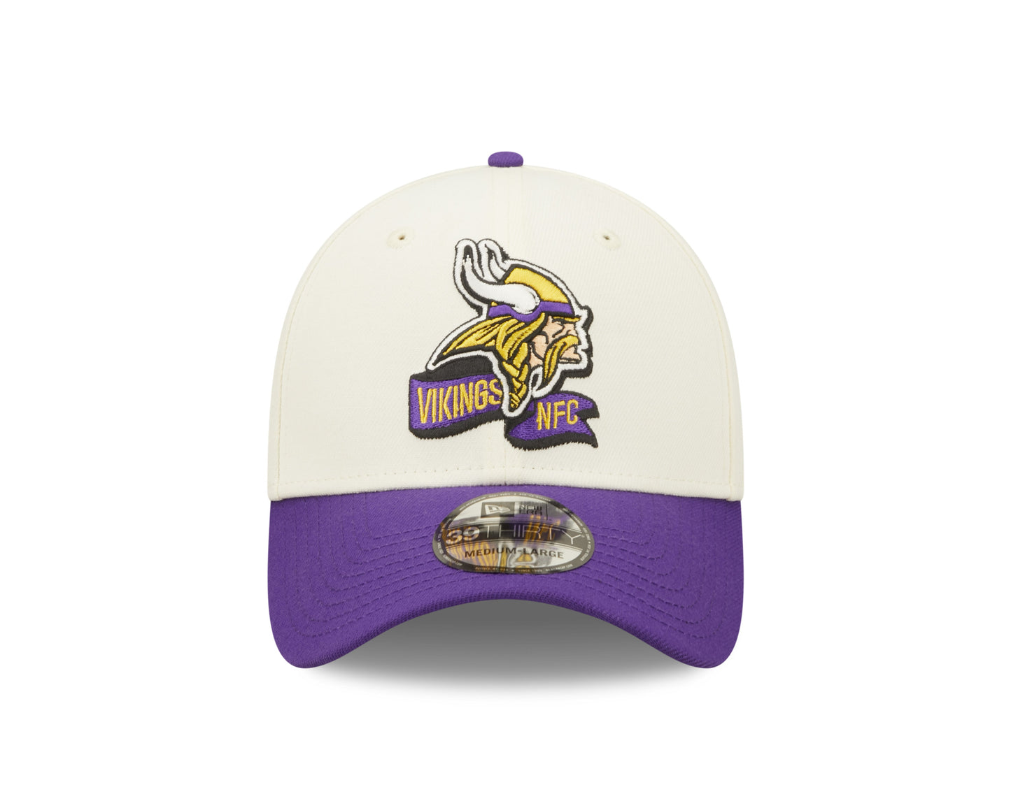 Men's Minnesota Vikings New Era Cream/Purple 2022 Sideline 39THIRTY Flex Hat