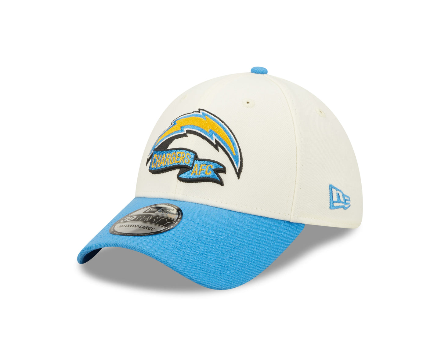 Men's Los Angeles Chargers New Era Cream/Blue 2022 Sideline 39THIRTY Flex Hat