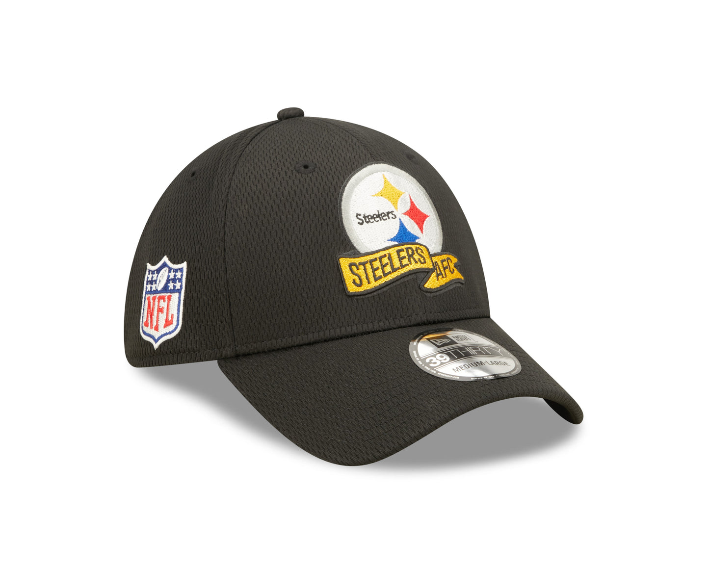 Men's Pittsburgh Steelers New Era Black 2022 Sideline Coaches 39THIRTY Flex Hat