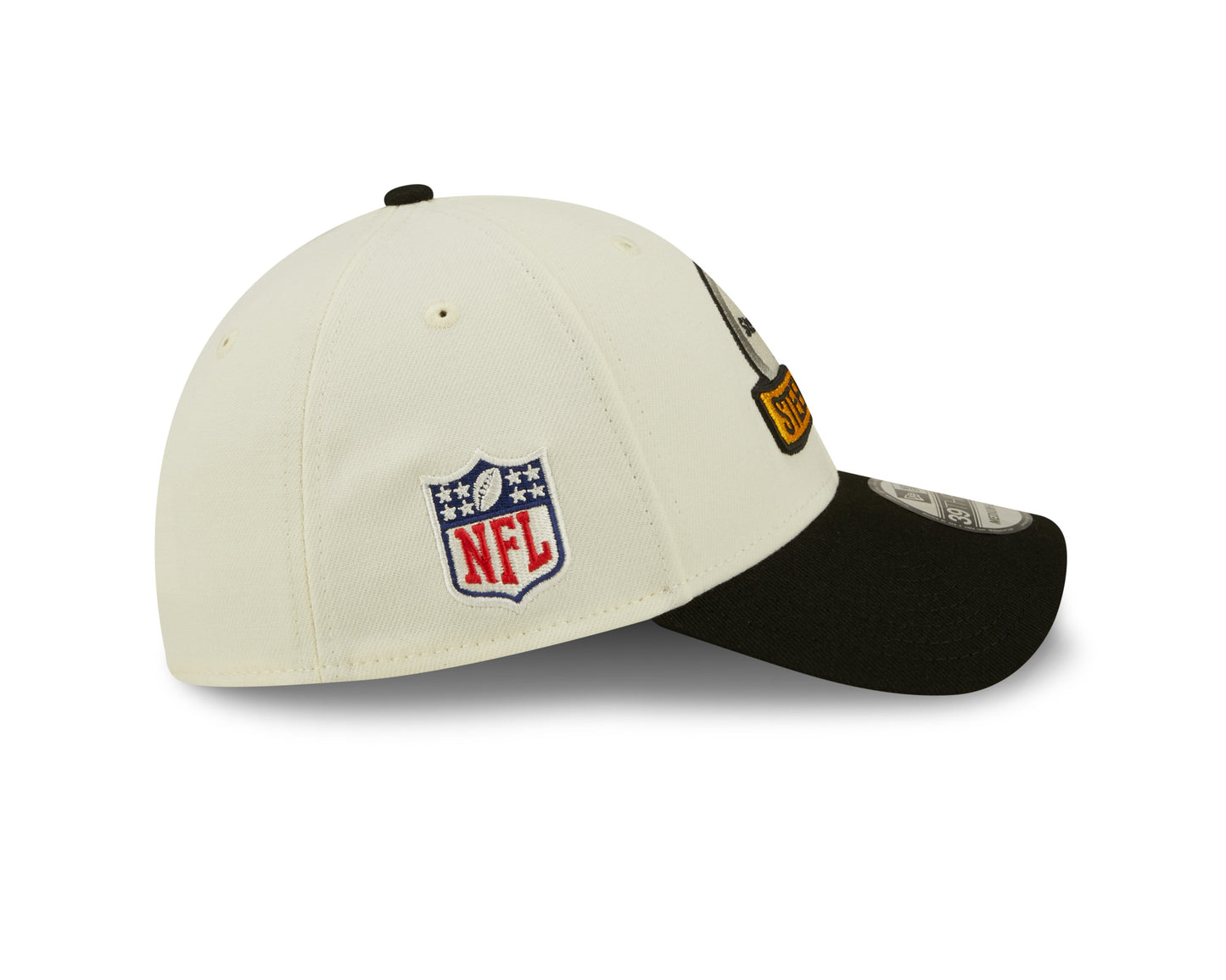 Men's Pittsburgh Steelers New Era Cream/Black 2022 Sideline 39THIRTY Flex Hat