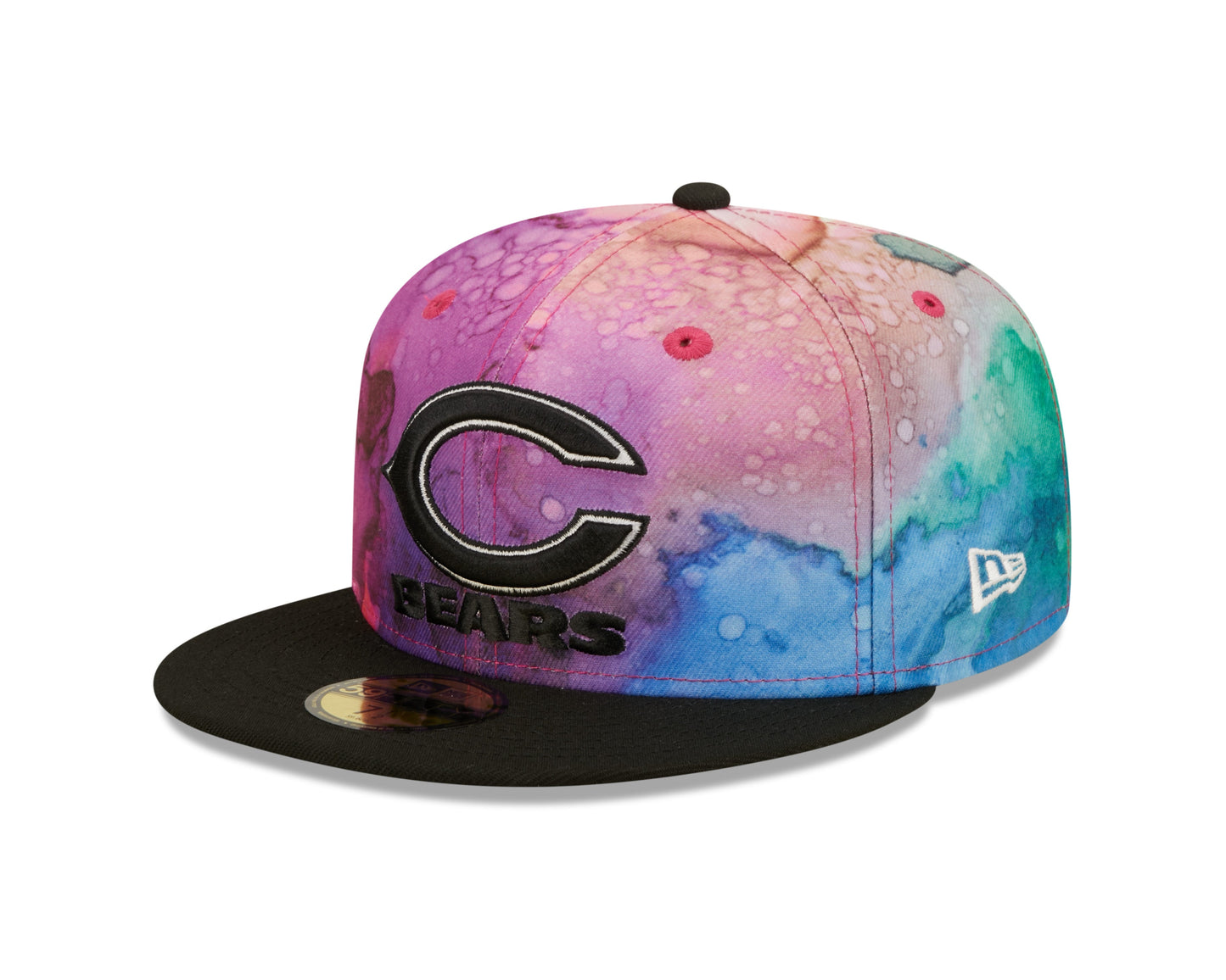 Men's Chicago Bears New Era 2022 Crucial Catch NFL Primary Logo Multi Color Ink 59FIFTY Fitted Hat