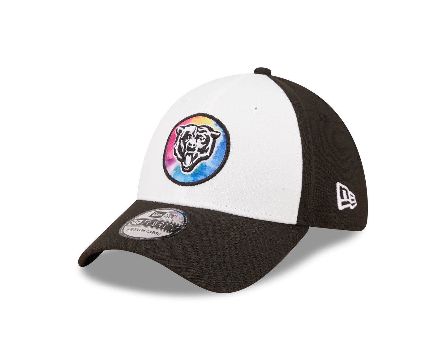 Men's Chicago Bears New Era Crucial Catch 2022 NFL Coaches Sideline Mascot Logo White/Black 39THIRTY Flex Hat