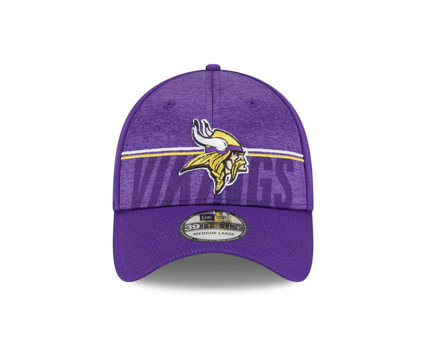 Men's Minnesota Vikings New Era NFL 2023 Training Camp Purple Primary Logo 39THIRTY Flex Fit Hat