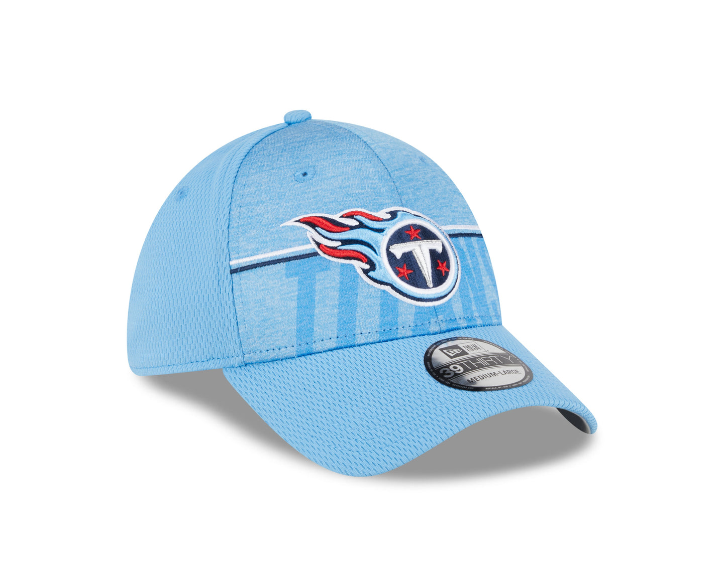 Men's Tennessee Titans New Era NFL 2023 Training Camp Blue Primary Logo 39THIRTY Flex Fit Hat