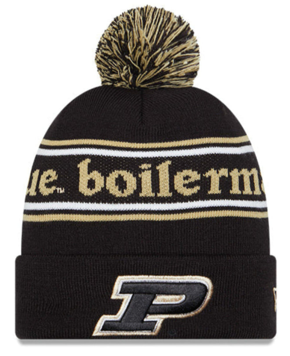Purdue Boilermakers Black New Era Marquee Cuffed Knit Hat with Pom