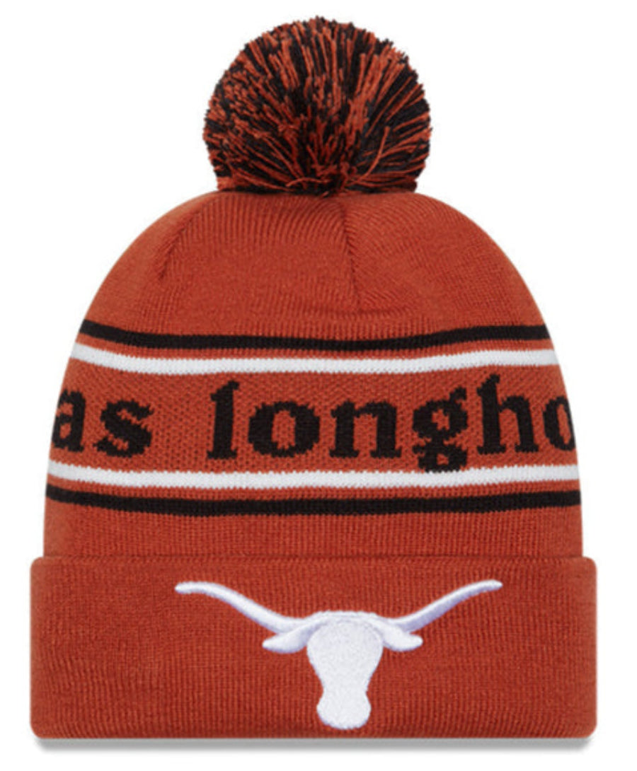 Texas Longhorns Burnt Orange New Era Marquee Cuffed Knit Hat with Pom