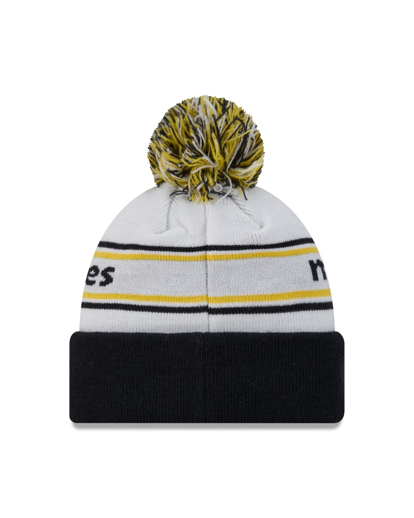 Men's Michigan Wolverines New Era White/Blue Banded Cuffed Pom Knit Hat