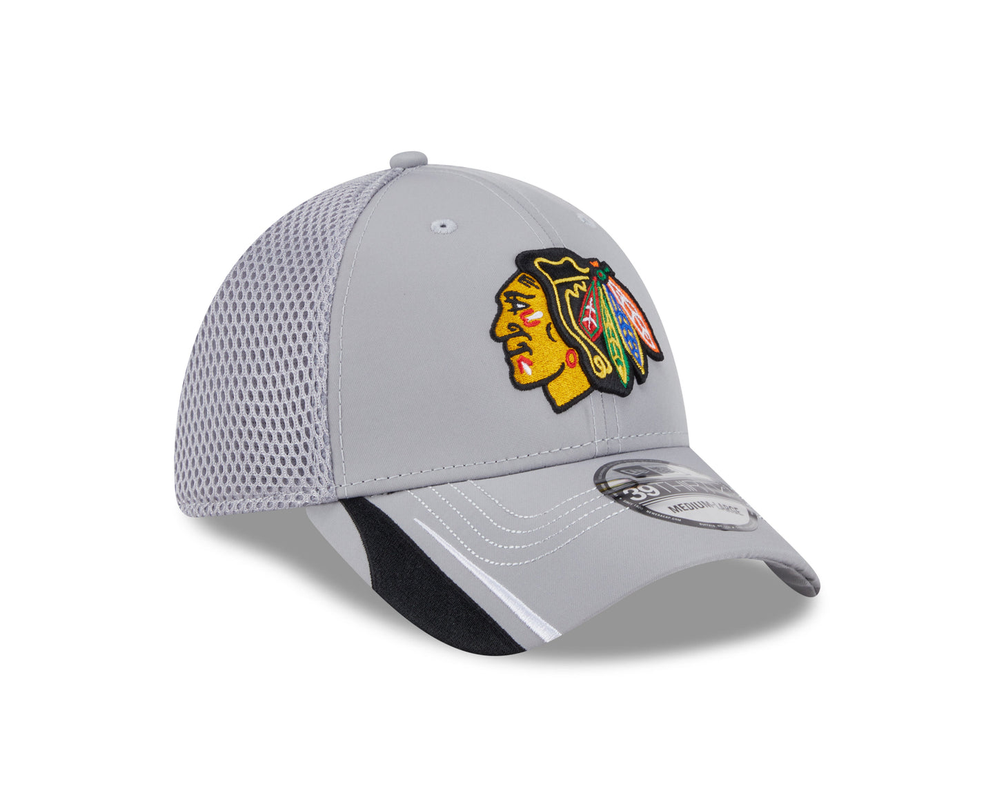 Chicago Blackhawks New Era Gray Linear Neo 39THIRTY Flex Hat