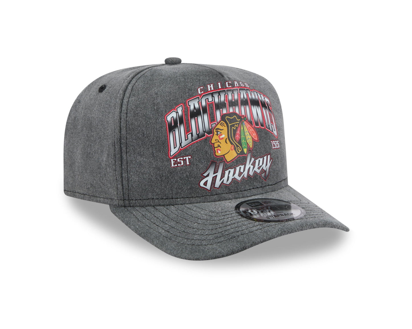 Chicago Blackhawks New Era Gray Washed 9FIFTY A-Frame Snapback Hat