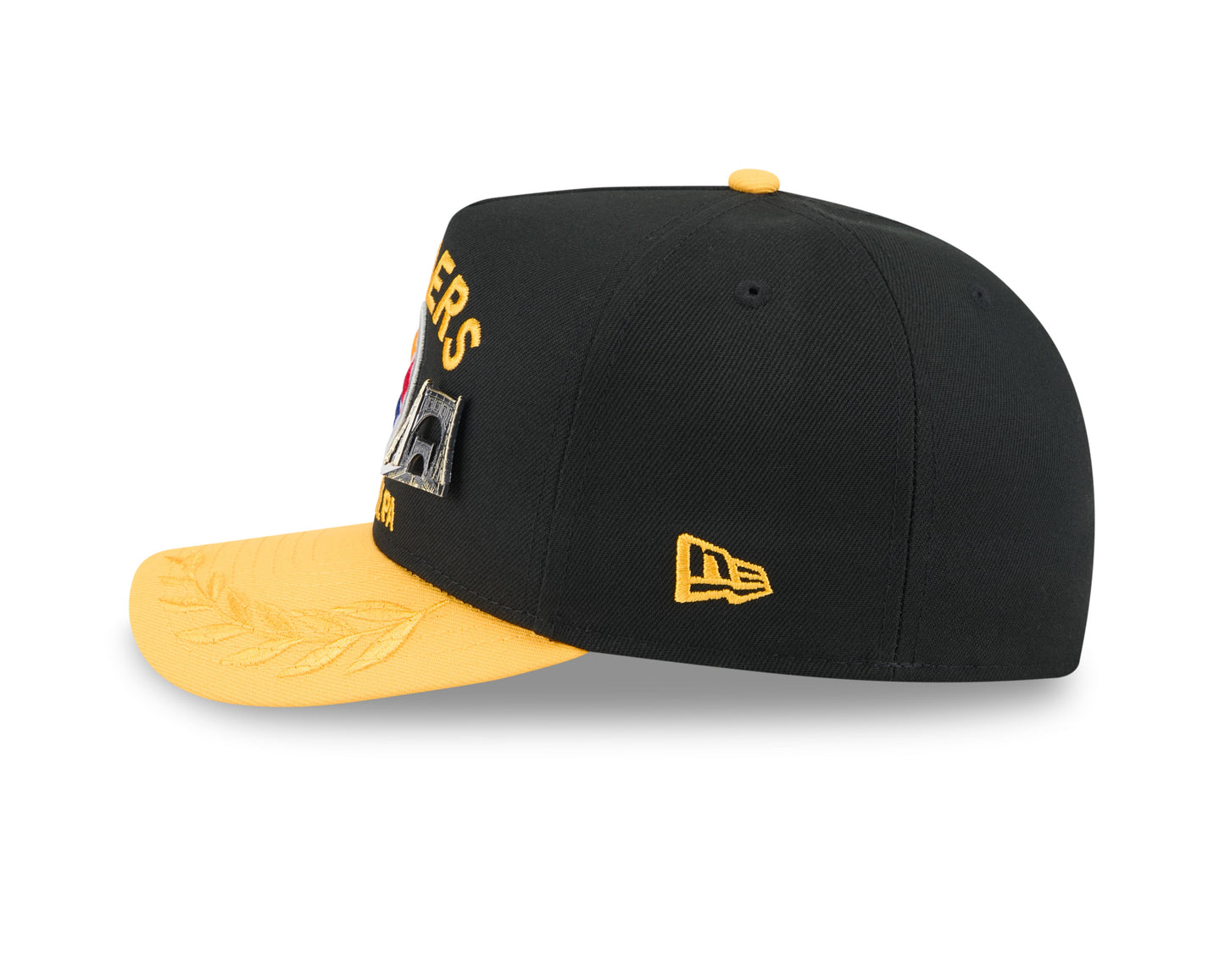 Men's Pittsburgh Steelers New Era Black 2025 On Stage NFL Draft A-Frame 59FIFTY Fitted Hat