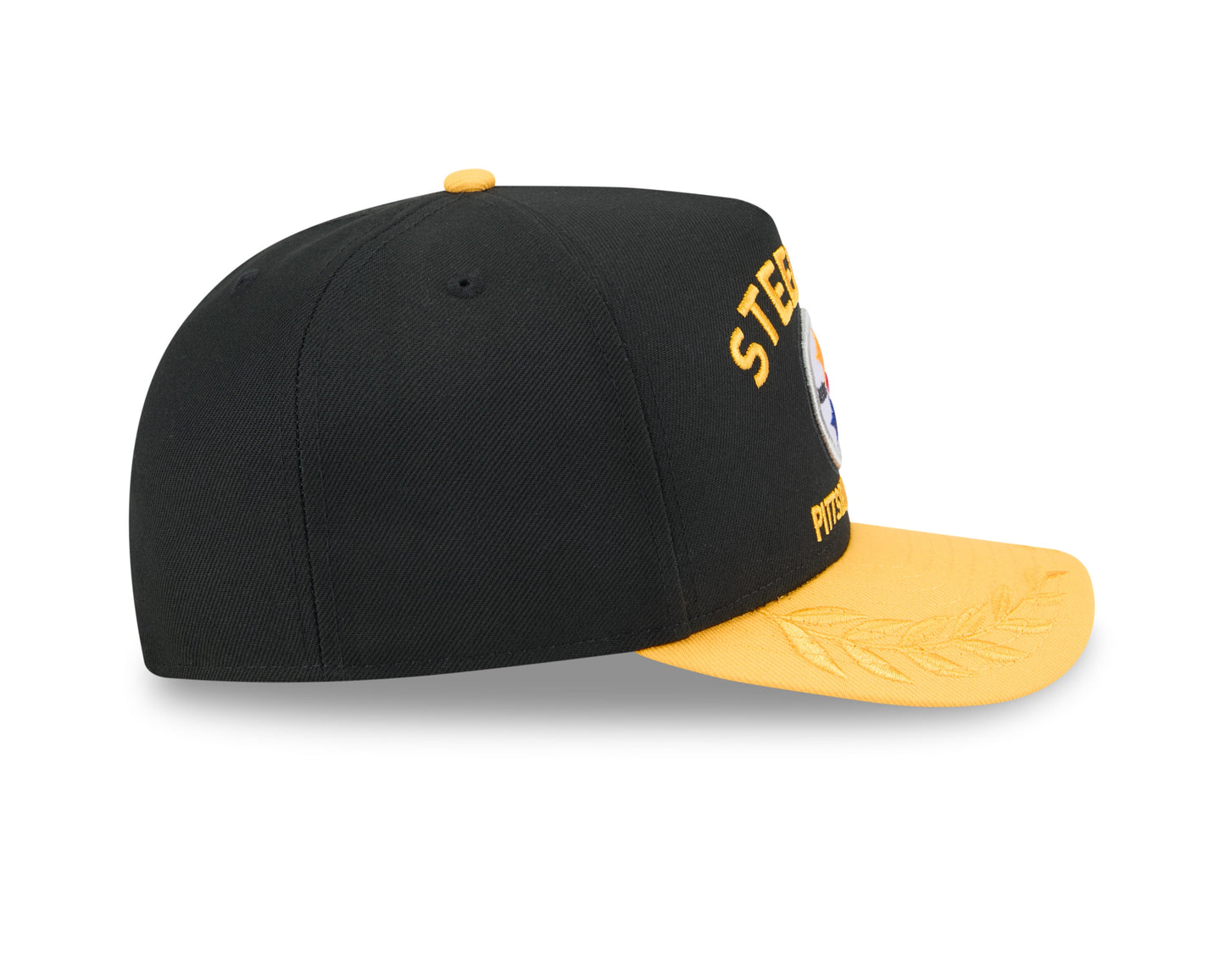Men's Pittsburgh Steelers New Era Black 2025 On Stage NFL Draft A-Frame 59FIFTY Fitted Hat