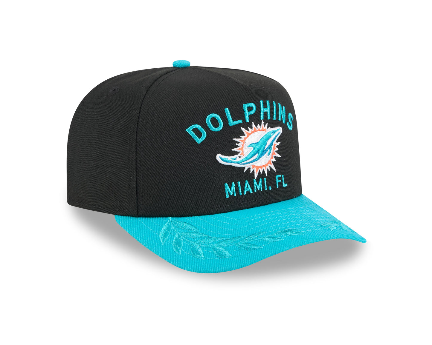 Men's Miami Dolphins New Era 2025 NFL Draft Black A-Frame 9FIFTY Snapback Adjustable Hat