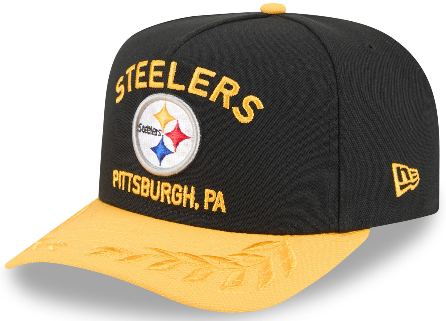 Men's Pittsburgh Steelers New Era 2025 NFL Draft Black A-Frame 9FIFTY Snapback Adjustable Hat