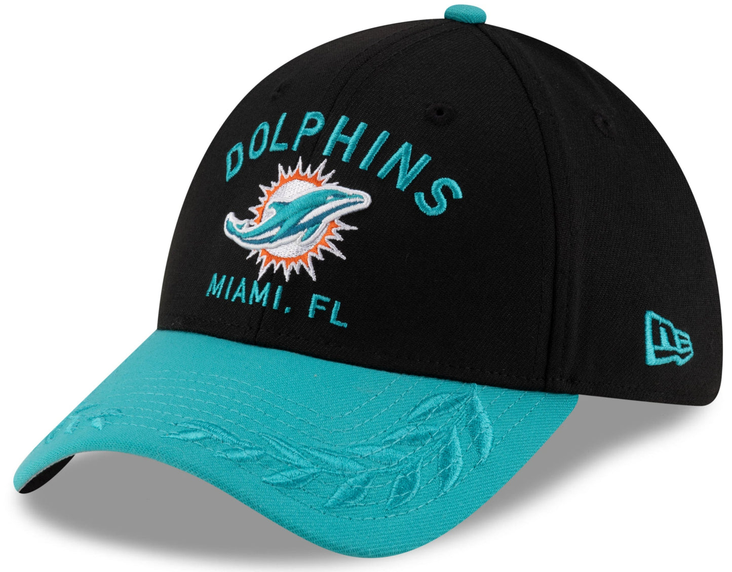 Men's Miami Dolphins New Era 2025 NFL Draft Black 39THIRTY Flex Fit Hat