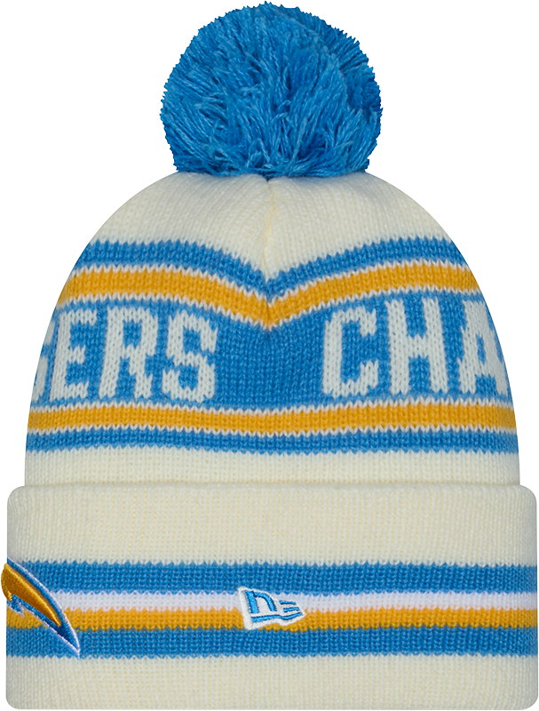 Los Angeles Chargers New Era Off White Knit Classic Cuffed Pom Knit
