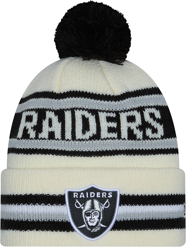 Las Vegas Raiders New Era Off White Knit Classic Cuffed Pom Knit