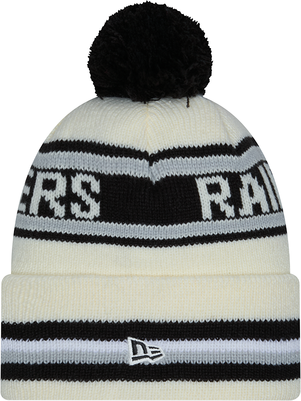 Las Vegas Raiders New Era Off White Knit Classic Cuffed Pom Knit