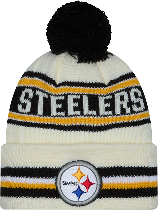 Pittsburgh Steelers New Era Off White Knit Classic Cuffed Pom Knit
