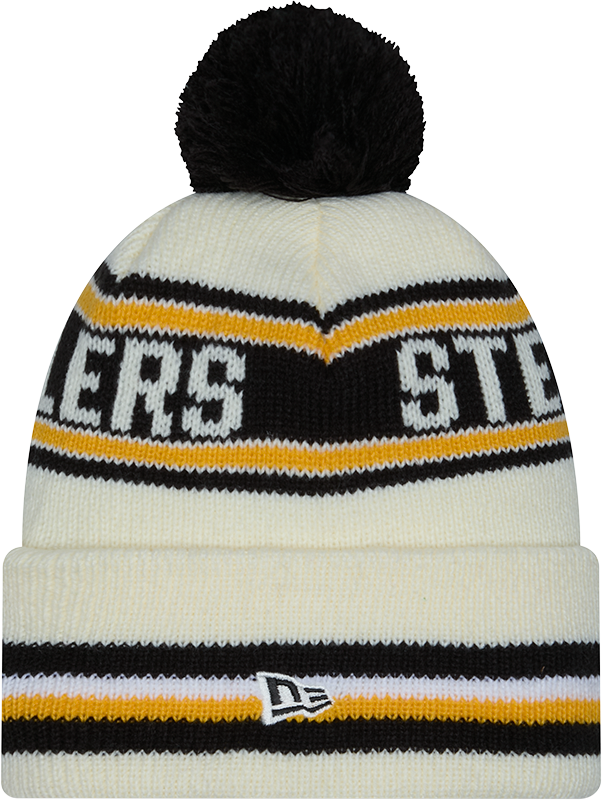 Pittsburgh Steelers New Era Off White Knit Classic Cuffed Pom Knit