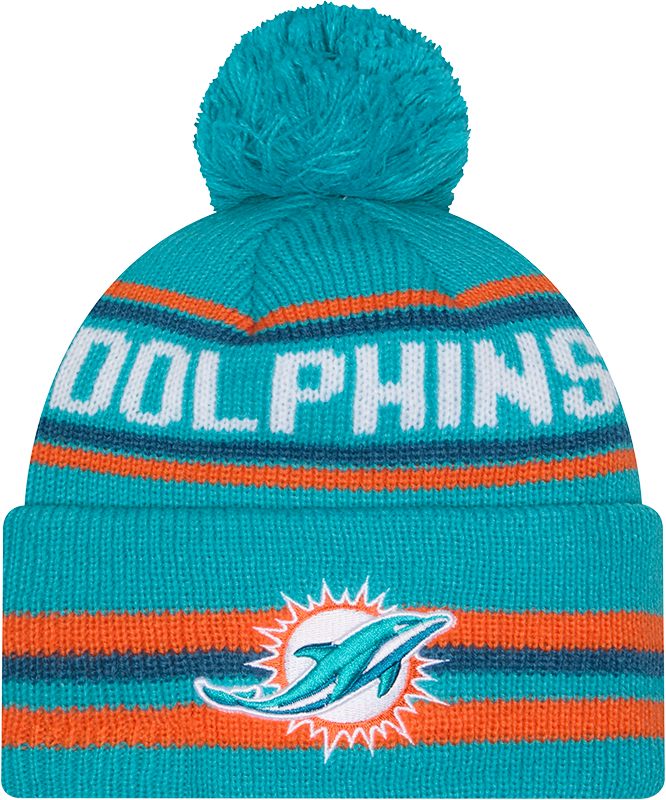 Miami Dolphins Aqua New Era Knit Classic Cuffed Pom Knit