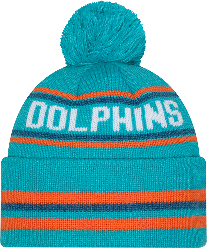 Miami Dolphins Aqua New Era Knit Classic Cuffed Pom Knit