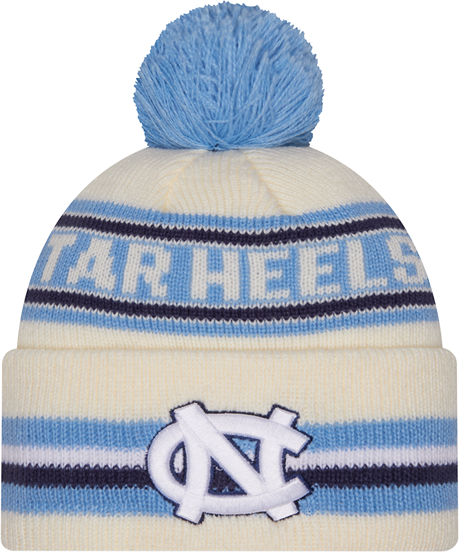 North Carolina Tar Heels New Era Knit Classic Cuffed Knit Hat with Pom -Cream